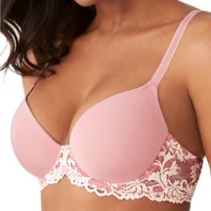 WACOAL INSTANT ICON CROSS DYED LACE CONTOUR BRA 34D PINK NEW